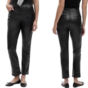 GAP Vintage Slim High Rise Pants Faux Leather 5-pocket Black Sz 33/16T (Tall)